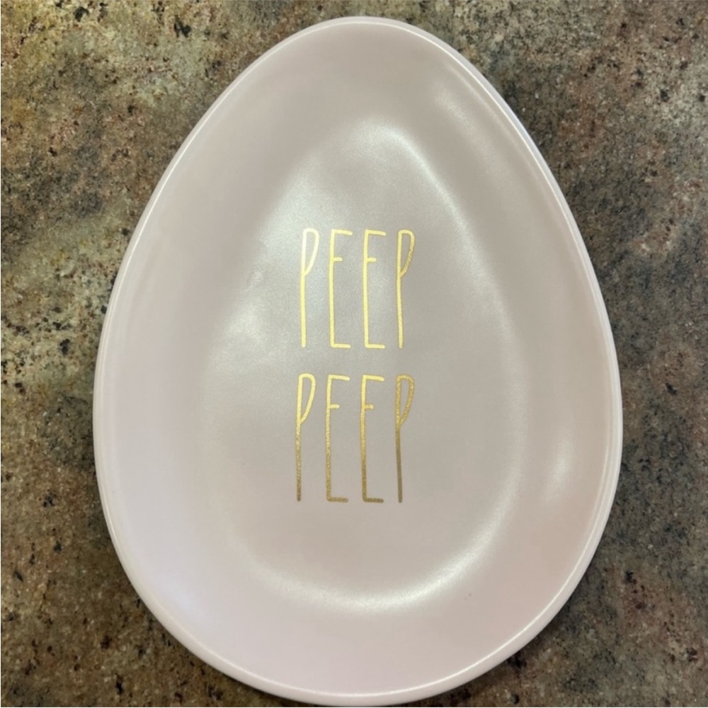 RAE DUNN "Peep Peep" Pink/Gold Easter Serving Dish